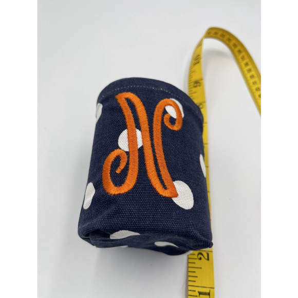 Mee Too Blue White dot Fabric Can Holder With Orange Monogram M Game Day - Picture 5 of 5